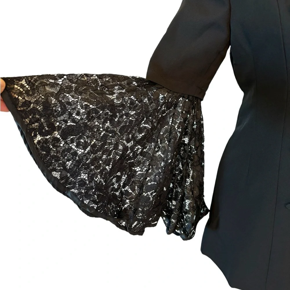 Black Dramatic Bell Sleeve Dress Jacket - Picture 9 of 11
